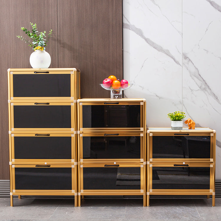 Glass Door Metal Sideboard Glam Buffet Server Cabinet with Storage for Kitchen Clearhalo 'buffet_sideboard' 'Buffets & Sideboards' 'furn' 'furn_buffet_sideboard' 'Furniture' 'furniture_buffet_sideboard' 'Kitchen & Dining Furniture' 5074420