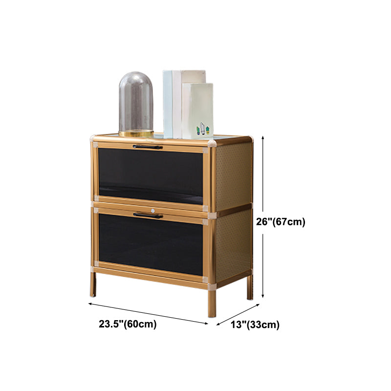 Glass Door Metal Sideboard Glam Buffet Server Cabinet with Storage for Kitchen Clearhalo 'buffet_sideboard' 'Buffets & Sideboards' 'furn' 'furn_buffet_sideboard' 'Furniture' 'furniture_buffet_sideboard' 'Kitchen & Dining Furniture' 5074424