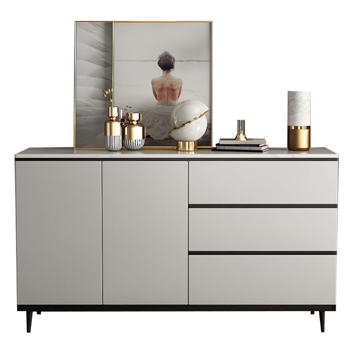 Contemporary Engineered Wood Sideboard Storage Sideboard for Dining Room 47"L x 14"W x 33"H White-Black Clearhalo 'buffet_sideboard' 'Buffets & Sideboards' 'furn' 'furn_buffet_sideboard' 'Furniture' 'furniture_buffet_sideboard' 'Kitchen & Dining Furniture' 5074432