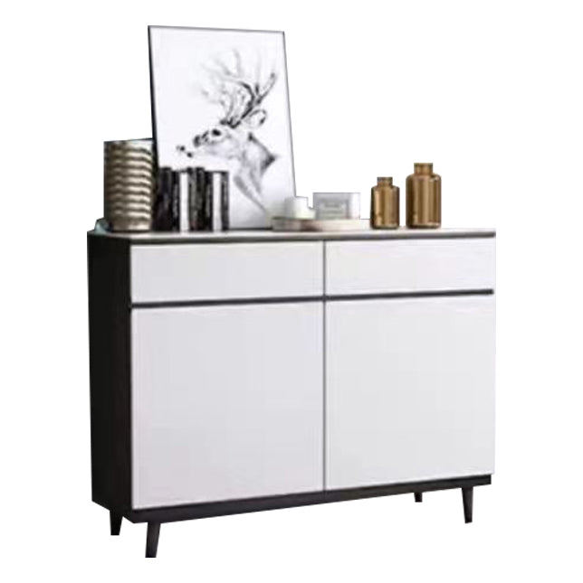 Contemporary Engineered Wood Sideboard Storage Sideboard for Dining Room 39"L x 14"W x 33"H White-Black Clearhalo 'buffet_sideboard' 'Buffets & Sideboards' 'furn' 'furn_buffet_sideboard' 'Furniture' 'furniture_buffet_sideboard' 'Kitchen & Dining Furniture' 5074434