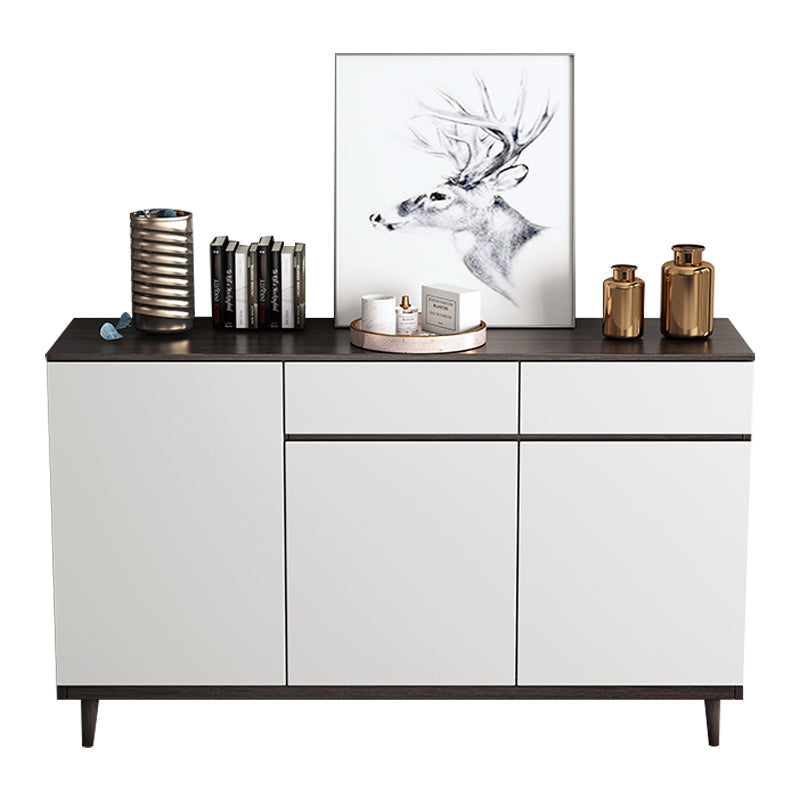 Contemporary Engineered Wood Sideboard Storage Sideboard for Dining Room 55"L x 14"W x 33"H White-Black Clearhalo 'buffet_sideboard' 'Buffets & Sideboards' 'furn' 'furn_buffet_sideboard' 'Furniture' 'furniture_buffet_sideboard' 'Kitchen & Dining Furniture' 5074435