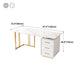 Glam 3-drawer Office Desk Rectangular Sintered Stone Home Desk Clearhalo 'furn' 'furn_office_desk' 'Furniture' 'furniture_office_desk' 'Office Desks' 'Office Furniture' 'office_desk' 5074453