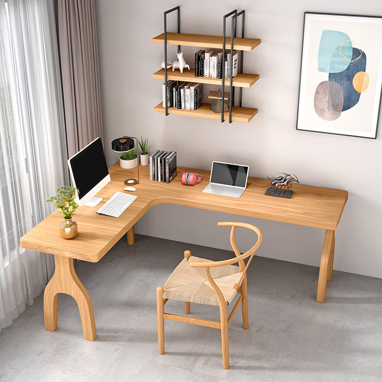 L-Shape Home Writing Desk Modern Style Pine Solid Wood Office Desk Clearhalo 'furn' 'furn_office_desk' 'Furniture' 'furniture_office_desk' 'Office Desks' 'Office Furniture' 'office_desk' 5074497