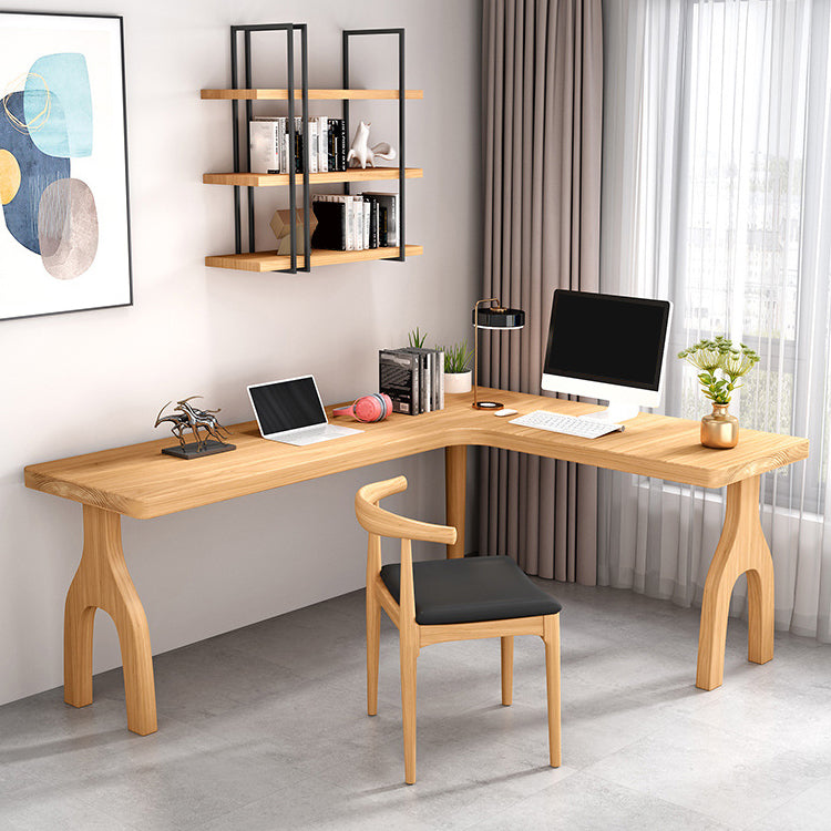 L-Shape Home Writing Desk Modern Style Pine Solid Wood Office Desk Clearhalo 'furn' 'furn_office_desk' 'Furniture' 'furniture_office_desk' 'Office Desks' 'Office Furniture' 'office_desk' 5074504