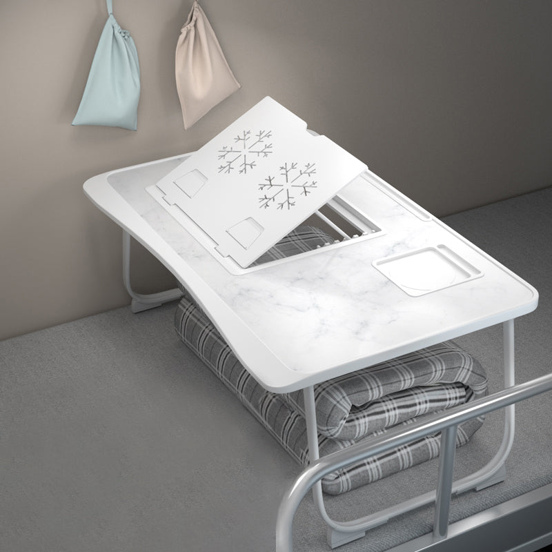 23.6"L Engineer Wood Writing Desk Metal Base Desk for Student Dormitory Marble No Drawer Clearhalo 'furn' 'furn_office_desk' 'Furniture' 'furniture_office_desk' 'Office Desks' 'Office Furniture' 'office_desk' 5074526