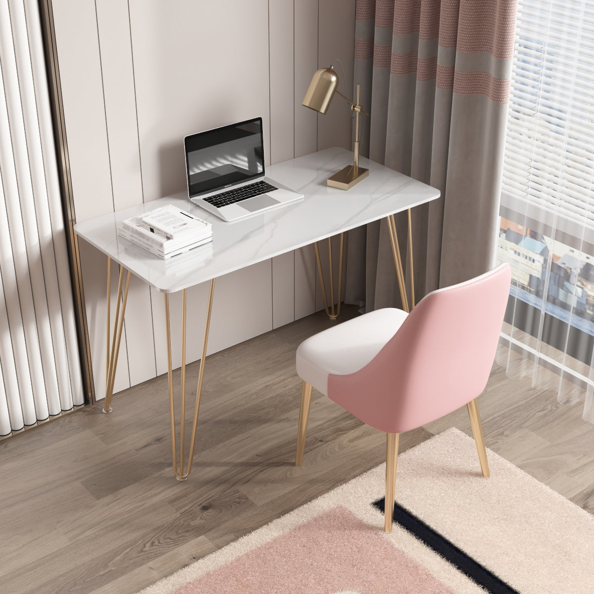 Rectangular Home Dormitory Writing Desk Glam Style Stone Office Desk Clearhalo 'furn' 'furn_office_desk' 'Furniture' 'furniture_office_desk' 'Office Desks' 'Office Furniture' 'office_desk' 5074545