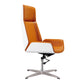 High Back Office Chair Leather Seat with Fixed Armrest Adjustable with Office Chair White-Yellow Clearhalo 'furn' 'furn_office_chair' 'Furniture' 'furniture_office_chair' 'Office Chairs' 'Office Furniture' 'office_chair' 5074703