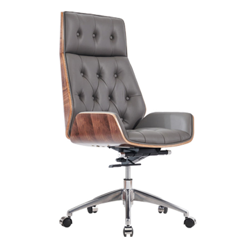 High Back Office Chair Leather Seat with Fixed Armrest Adjustable with Office Chair Gray-Yellow Clearhalo 'furn' 'furn_office_chair' 'Furniture' 'furniture_office_chair' 'Office Chairs' 'Office Furniture' 'office_chair' 5074706