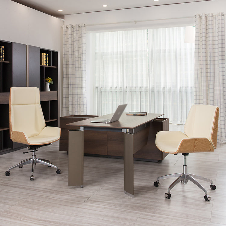 High Back Office Chair Leather Seat with Fixed Armrest Adjustable with Office Chair Clearhalo 'furn' 'furn_office_chair' 'Furniture' 'furniture_office_chair' 'Office Chairs' 'Office Furniture' 'office_chair' 5074707