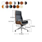 High Back Office Chair Leather Seat with Fixed Armrest Adjustable with Office Chair Clearhalo 'furn' 'furn_office_chair' 'Furniture' 'furniture_office_chair' 'Office Chairs' 'Office Furniture' 'office_chair' 5074716