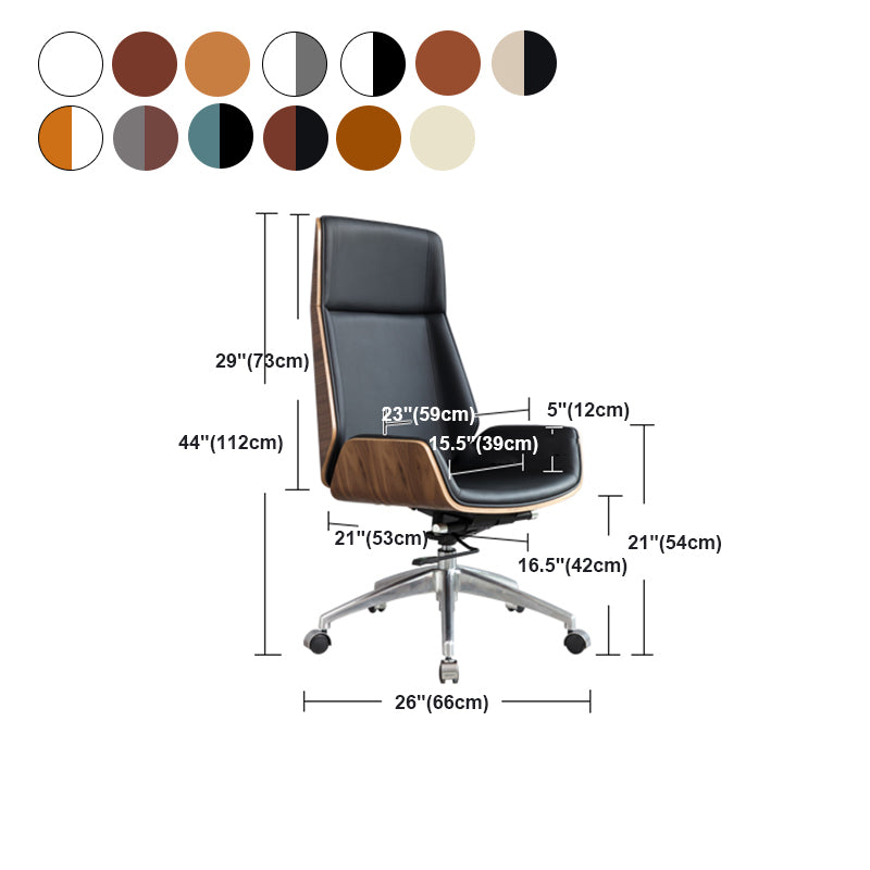 High Back Office Chair Leather Seat with Fixed Armrest Adjustable with Office Chair Clearhalo 'furn' 'furn_office_chair' 'Furniture' 'furniture_office_chair' 'Office Chairs' 'Office Furniture' 'office_chair' 5074716