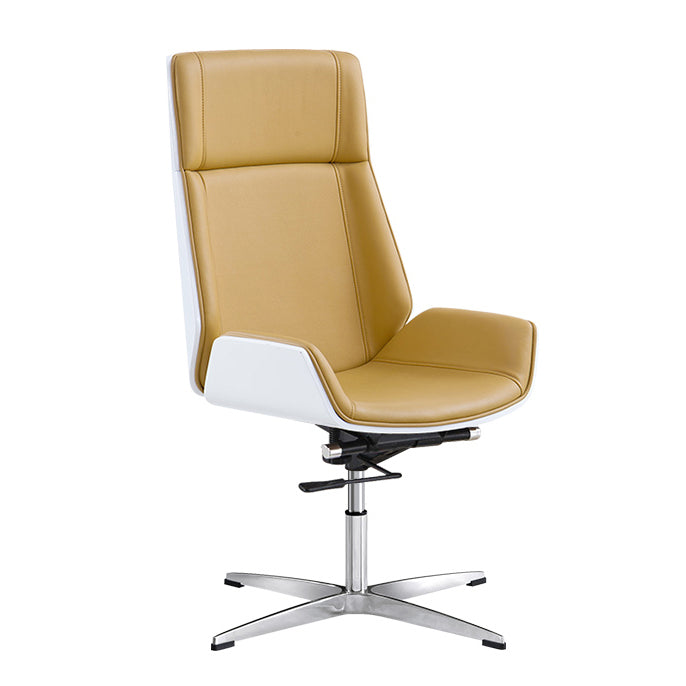 Modern & Contemporary Executive Chair Managers Chair for Home Office Beige Without Casters Leather Clearhalo 'furn' 'furn_office_chair' 'Furniture' 'furniture_office_chair' 'Office Chairs' 'Office Furniture' 'office_chair' 5074742