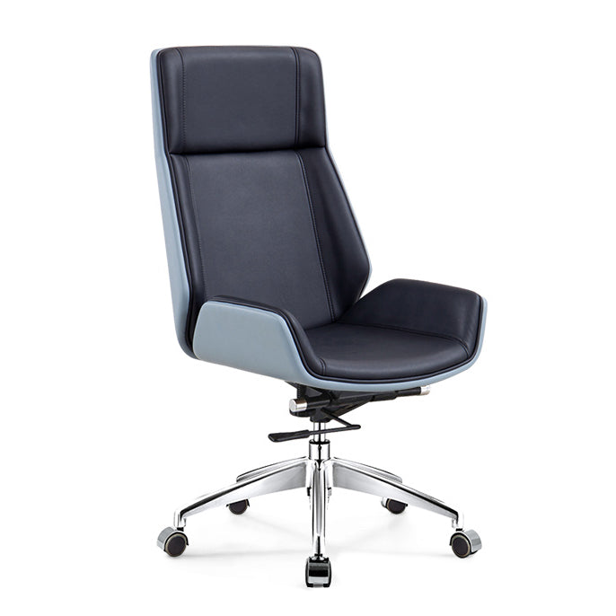 Modern & Contemporary Executive Chair Managers Chair for Home Office Blue-Black Casters Faux Leather Clearhalo 'furn' 'furn_office_chair' 'Furniture' 'furniture_office_chair' 'Office Chairs' 'Office Furniture' 'office_chair' 5074747