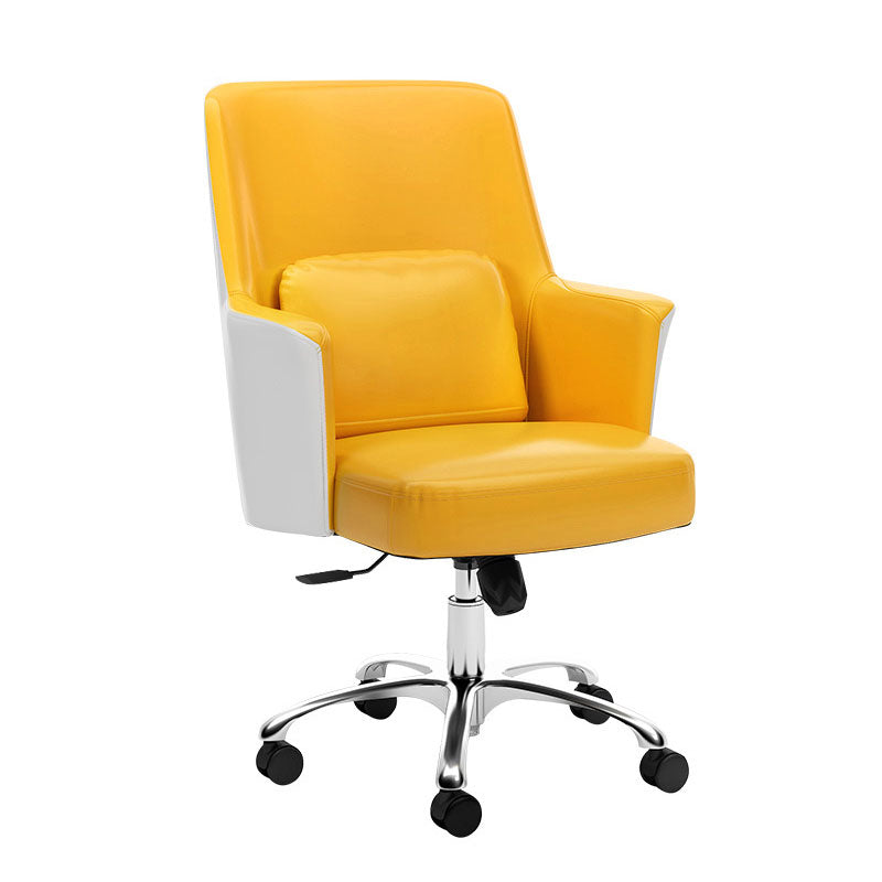 Modern & Contemporary Managers Chair Fixed Arms Height-adjustable Executive Chair Yellow Casters Included Clearhalo 'furn' 'furn_office_chair' 'Furniture' 'furniture_office_chair' 'Office Chairs' 'Office Furniture' 'office_chair' 5074834