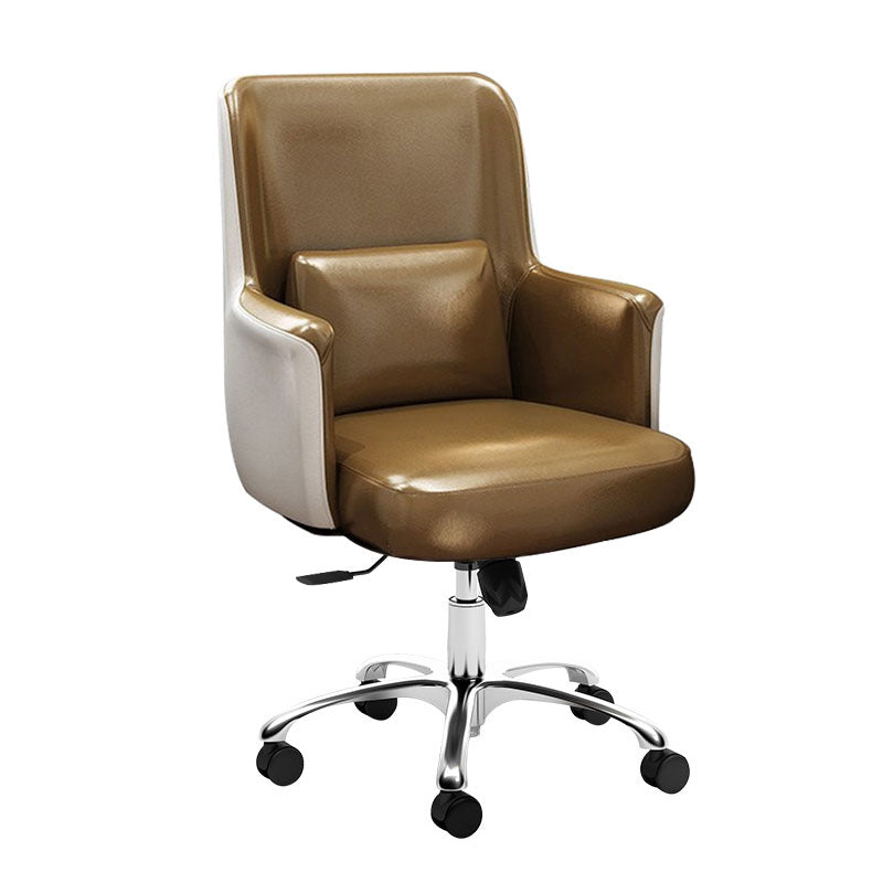 Modern & Contemporary Managers Chair Fixed Arms Height-adjustable Executive Chair Brown Casters Included Clearhalo 'furn' 'furn_office_chair' 'Furniture' 'furniture_office_chair' 'Office Chairs' 'Office Furniture' 'office_chair' 5074836