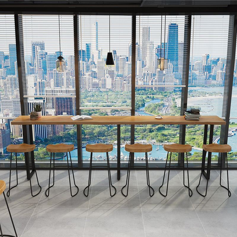 Solid Wood Bar Table Industrial Bar Dining Table with Sled Base in Black Clearhalo 'Bar Furniture' 'Bar Tables' 'bar_tables' 'furn' 'furn_bar_tables' 'Furniture' 'furniture_bar_tables' 'Kitchen & Dining Furniture' 5079837