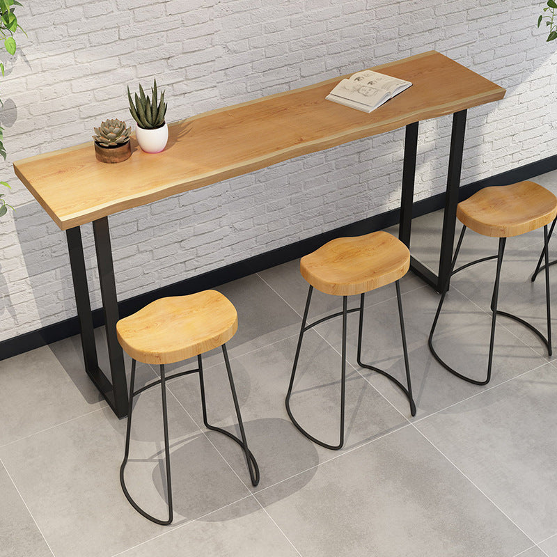Solid Wood Bar Table Industrial Bar Dining Table with Sled Base in Black Clearhalo 'Bar Furniture' 'Bar Tables' 'bar_tables' 'furn' 'furn_bar_tables' 'Furniture' 'furniture_bar_tables' 'Kitchen & Dining Furniture' 5079838