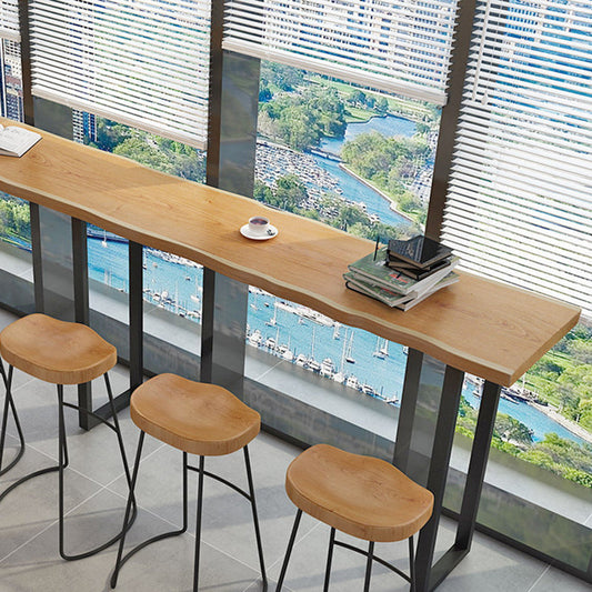 Solid Wood Bar Table Industrial Bar Dining Table with Sled Base in Black Clearhalo 'Bar Furniture' 'Bar Tables' 'bar_tables' 'furn' 'furn_bar_tables' 'Furniture' 'furniture_bar_tables' 'Kitchen & Dining Furniture' 5079839