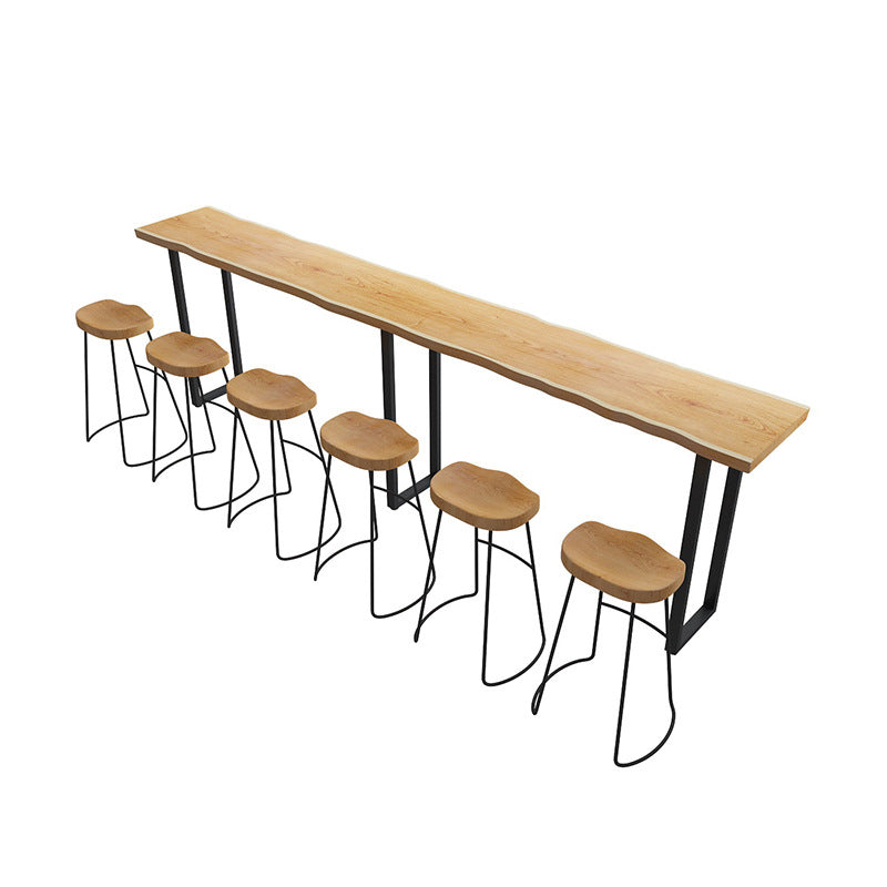 Solid Wood Bar Table Industrial Bar Dining Table with Sled Base in Black Without Chairs Clearhalo 'Bar Furniture' 'Bar Tables' 'bar_tables' 'furn' 'furn_bar_tables' 'Furniture' 'furniture_bar_tables' 'Kitchen & Dining Furniture' 5079844
