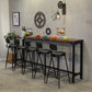 Coffee Shop Rectangle Wood Top Counter Table Iron Base Industrial Bar Table 78.7"L x 15.7"W x 41.3"H Without Chairs Clearhalo 'Bar Furniture' 'Bar Tables' 'bar_tables' 'furn' 'furn_bar_tables' 'Furniture' 'furniture_bar_tables' 'Kitchen & Dining Furniture' 5079888