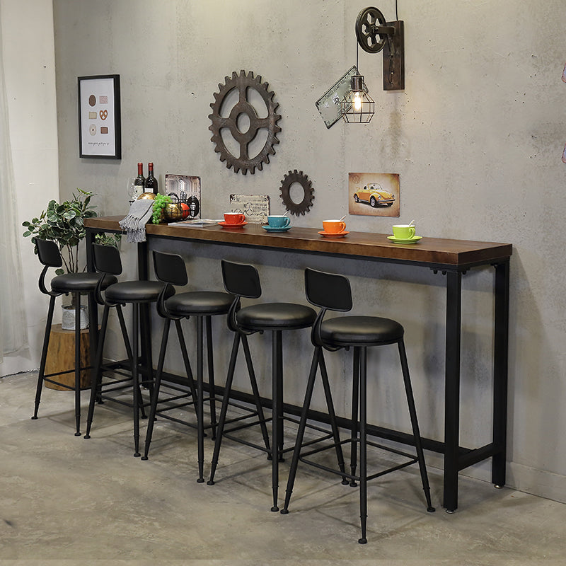 Coffee Shop Rectangle Wood Top Counter Table Iron Base Industrial Bar Table 78.7"L x 15.7"W x 41.3"H Without Chairs Clearhalo 'Bar Furniture' 'Bar Tables' 'bar_tables' 'furn' 'furn_bar_tables' 'Furniture' 'furniture_bar_tables' 'Kitchen & Dining Furniture' 5079888