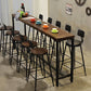 Coffee Shop Rectangle Wood Top Counter Table Iron Base Industrial Bar Table 86.6"L x 15.7"W x 41.3"H Without Chairs Clearhalo 'Bar Furniture' 'Bar Tables' 'bar_tables' 'furn' 'furn_bar_tables' 'Furniture' 'furniture_bar_tables' 'Kitchen & Dining Furniture' 5079889