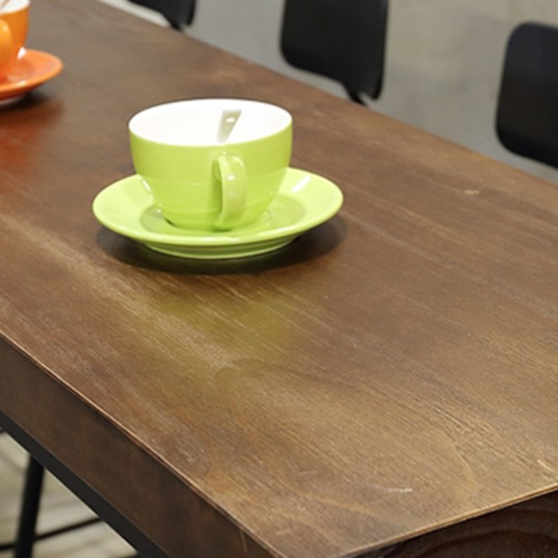 Coffee Shop Rectangle Wood Top Counter Table Iron Base Industrial Bar Table Clearhalo 'Bar Furniture' 'Bar Tables' 'bar_tables' 'furn' 'furn_bar_tables' 'Furniture' 'furniture_bar_tables' 'Kitchen & Dining Furniture' 5079896