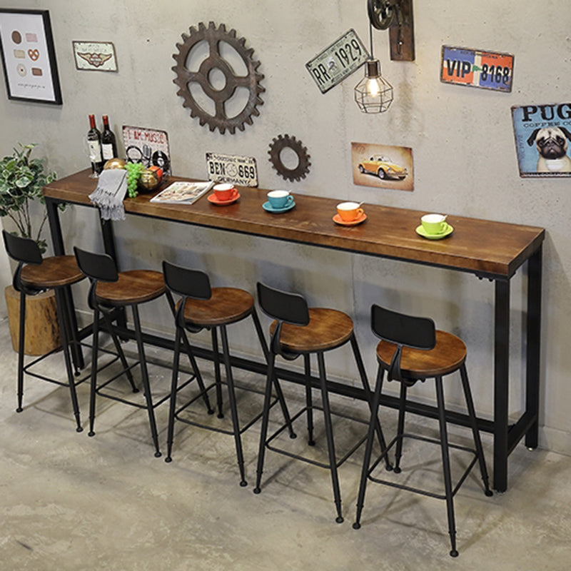 Coffee Shop Rectangle Wood Top Counter Table Iron Base Industrial Bar Table Clearhalo 'Bar Furniture' 'Bar Tables' 'bar_tables' 'furn' 'furn_bar_tables' 'Furniture' 'furniture_bar_tables' 'Kitchen & Dining Furniture' 5079901