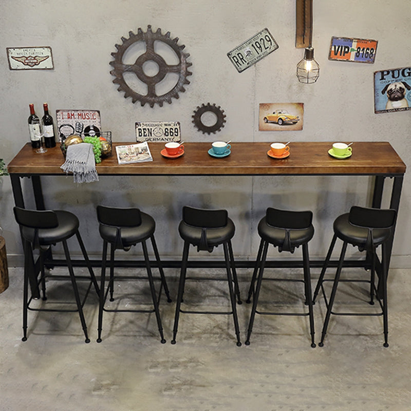 Coffee Shop Rectangle Wood Top Counter Table Iron Base Industrial Bar Table Clearhalo 'Bar Furniture' 'Bar Tables' 'bar_tables' 'furn' 'furn_bar_tables' 'Furniture' 'furniture_bar_tables' 'Kitchen & Dining Furniture' 5079902