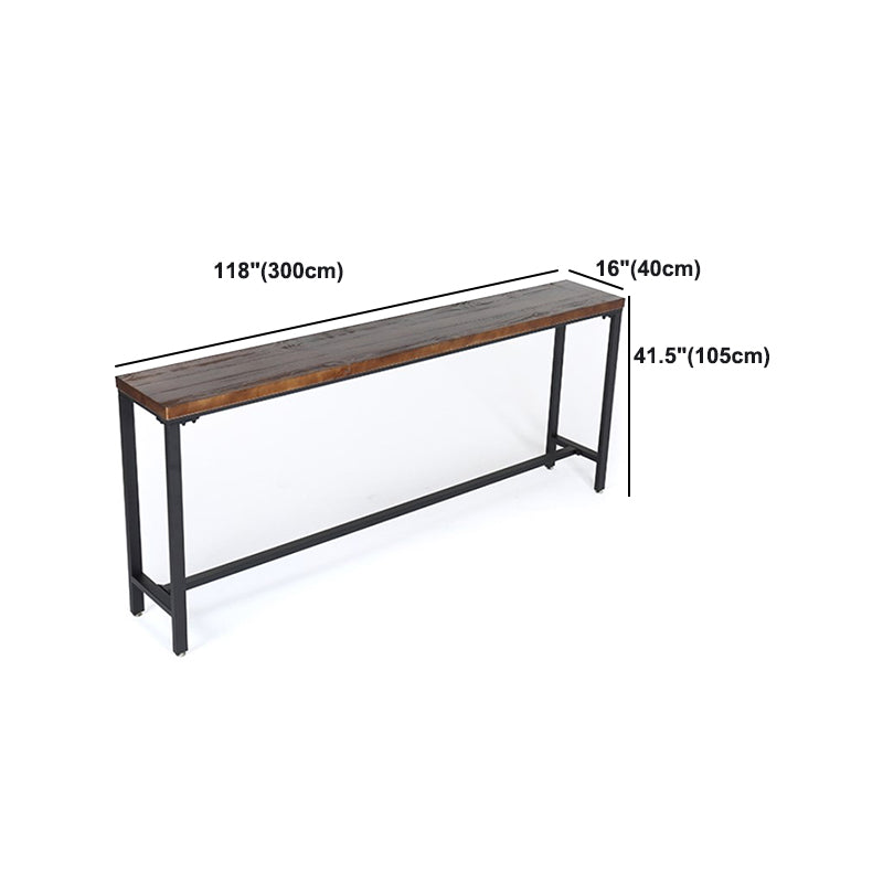 Coffee Shop Rectangle Wood Top Counter Table Iron Base Industrial Bar Table Clearhalo 'Bar Furniture' 'Bar Tables' 'bar_tables' 'furn' 'furn_bar_tables' 'Furniture' 'furniture_bar_tables' 'Kitchen & Dining Furniture' 5079903