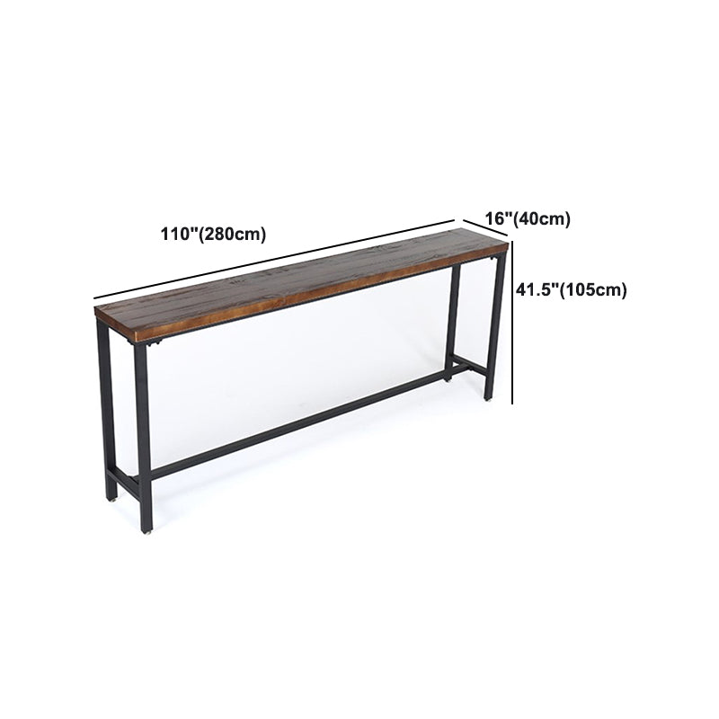 Coffee Shop Rectangle Wood Top Counter Table Iron Base Industrial Bar Table Clearhalo 'Bar Furniture' 'Bar Tables' 'bar_tables' 'furn' 'furn_bar_tables' 'Furniture' 'furniture_bar_tables' 'Kitchen & Dining Furniture' 5079904