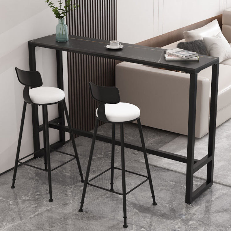 Modern Bar Table Stone Top 42-inch Height Pub Table for Dining Room 55.1"L x 15.7"W x 41.3"H Black Without Chairs Clearhalo 'Bar Furniture' 'Bar Tables' 'bar_tables' 'furn' 'furn_bar_tables' 'Furniture' 'furniture_bar_tables' 'Kitchen & Dining Furniture' 5079915