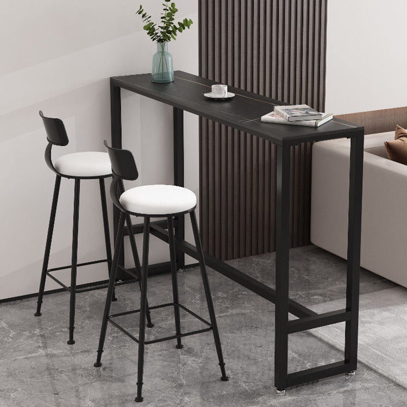 Modern Bar Table Stone Top 42-inch Height Pub Table for Dining Room 47.2"L x 15.7"W x 41.3"H Black Without Chairs Clearhalo 'Bar Furniture' 'Bar Tables' 'bar_tables' 'furn' 'furn_bar_tables' 'Furniture' 'furniture_bar_tables' 'Kitchen & Dining Furniture' 5079916