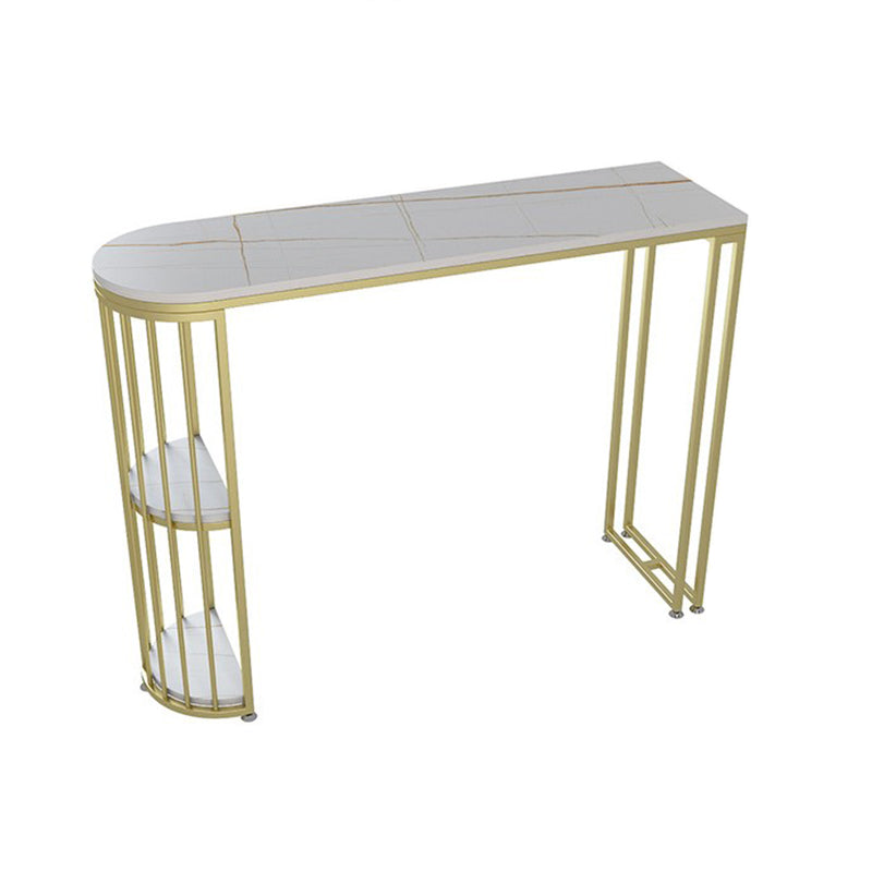 Artificial Marble Oval Bar Table 42-inch Height Top Glam Style Bistro Table White Without Chairs Clearhalo 'Bar Furniture' 'Bar Tables' 'bar_tables' 'furn' 'furn_bar_tables' 'Furniture' 'furniture_bar_tables' 'Kitchen & Dining Furniture' 5079933