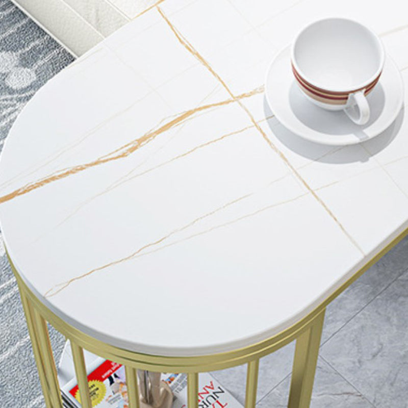 Artificial Marble Oval Bar Table 42-inch Height Top Glam Style Bistro Table Clearhalo 'Bar Furniture' 'Bar Tables' 'bar_tables' 'furn' 'furn_bar_tables' 'Furniture' 'furniture_bar_tables' 'Kitchen & Dining Furniture' 5079934