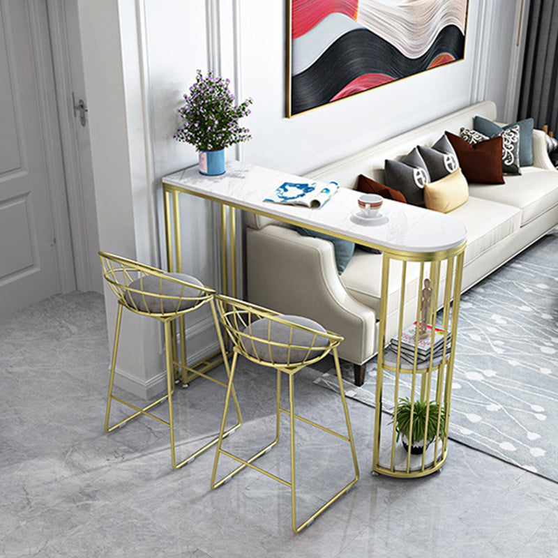 Artificial Marble Oval Bar Table 42-inch Height Top Glam Style Bistro Table Clearhalo 'Bar Furniture' 'Bar Tables' 'bar_tables' 'furn' 'furn_bar_tables' 'Furniture' 'furniture_bar_tables' 'Kitchen & Dining Furniture' 5079937