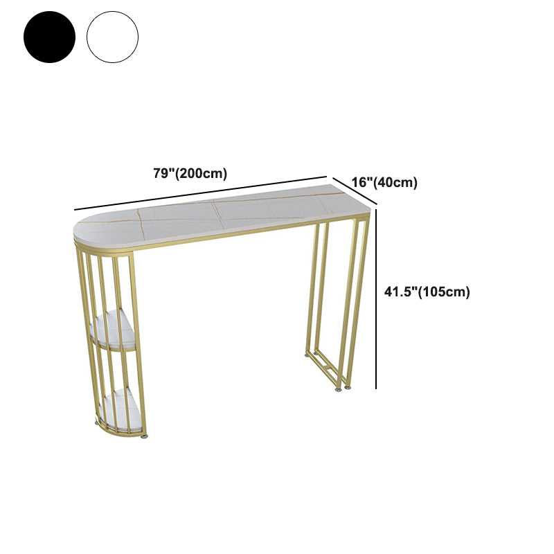 Artificial Marble Oval Bar Table 42-inch Height Top Glam Style Bistro Table Clearhalo 'Bar Furniture' 'Bar Tables' 'bar_tables' 'furn' 'furn_bar_tables' 'Furniture' 'furniture_bar_tables' 'Kitchen & Dining Furniture' 5079938