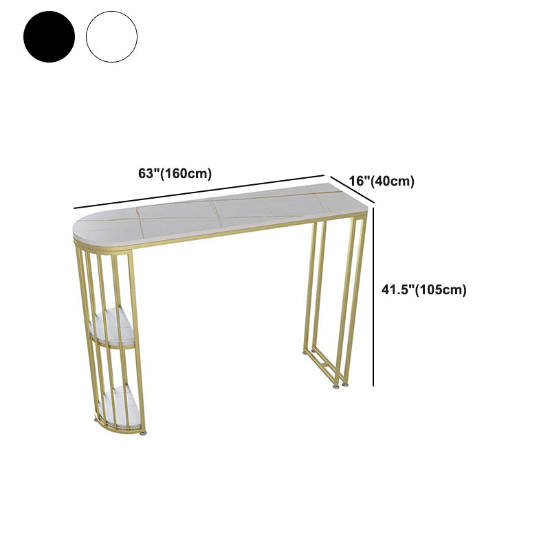 Artificial Marble Oval Bar Table 42-inch Height Top Glam Style Bistro Table Clearhalo 'Bar Furniture' 'Bar Tables' 'bar_tables' 'furn' 'furn_bar_tables' 'Furniture' 'furniture_bar_tables' 'Kitchen & Dining Furniture' 5079940