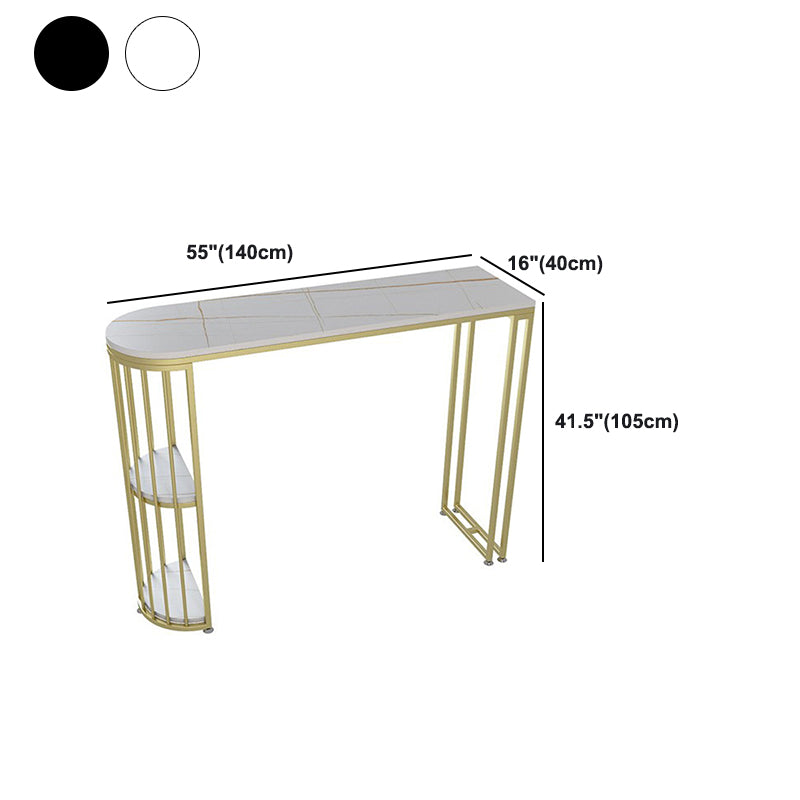 Artificial Marble Oval Bar Table 42-inch Height Top Glam Style Bistro Table Clearhalo 'Bar Furniture' 'Bar Tables' 'bar_tables' 'furn' 'furn_bar_tables' 'Furniture' 'furniture_bar_tables' 'Kitchen & Dining Furniture' 5079941