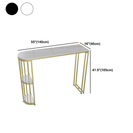 Artificial Marble Oval Bar Table 42-inch Height Top Glam Style Bistro Table Clearhalo 'Bar Furniture' 'Bar Tables' 'bar_tables' 'furn' 'furn_bar_tables' 'Furniture' 'furniture_bar_tables' 'Kitchen & Dining Furniture' 5079941
