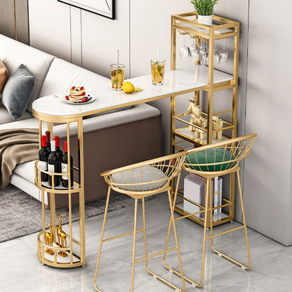 Stone Top Bar Table 42-inch Height Top Glam Style Bistro Table Gold Without Chairs Clearhalo 'Bar Furniture' 'Bar Tables' 'bar_tables' 'furn' 'furn_bar_tables' 'Furniture' 'furniture_bar_tables' 'Kitchen & Dining Furniture' 5079945