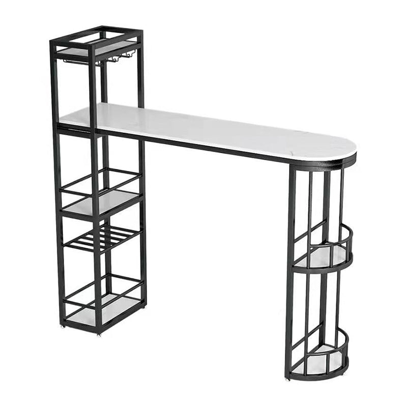 Stone Top Bar Table 42-inch Height Top Glam Style Bistro Table Black Without Chairs Clearhalo 'Bar Furniture' 'Bar Tables' 'bar_tables' 'furn' 'furn_bar_tables' 'Furniture' 'furniture_bar_tables' 'Kitchen & Dining Furniture' 5079948