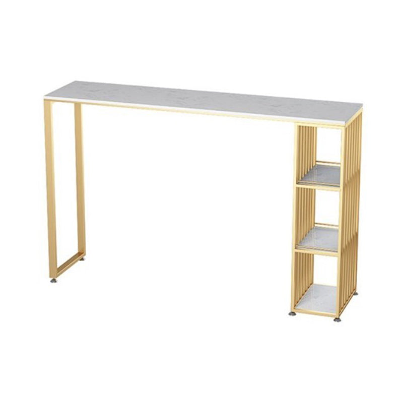 Glam Bar Table Artificial Marble Pub Table with Shelf for Living Room, Only Table White Without Chairs Clearhalo 'Bar Furniture' 'Bar Tables' 'bar_tables' 'furn' 'furn_bar_tables' 'Furniture' 'furniture_bar_tables' 'Kitchen & Dining Furniture' 5079958