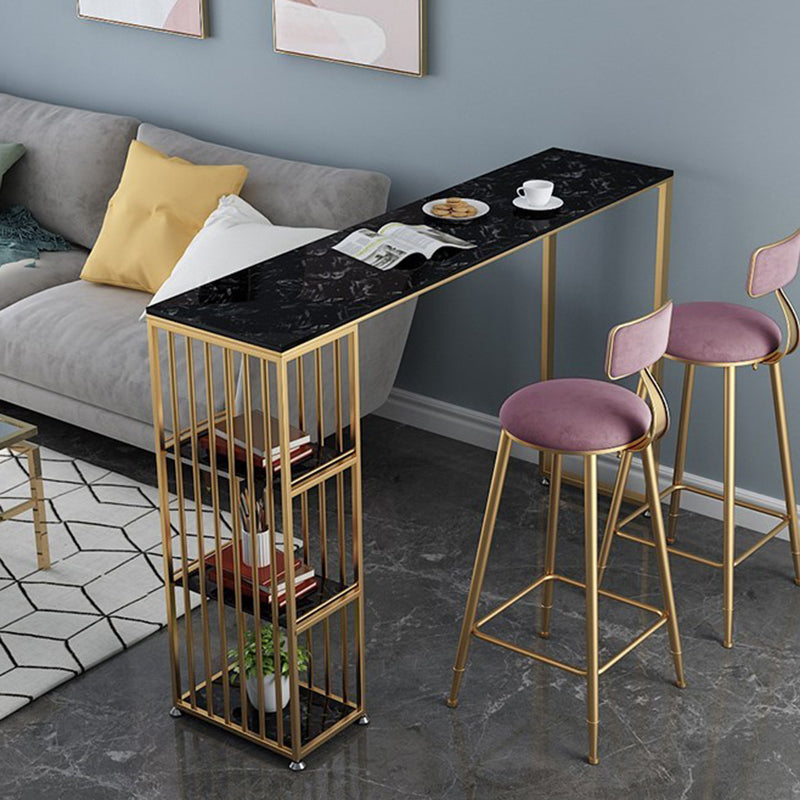 Glam Bar Table Artificial Marble Pub Table with Shelf for Living Room, Only Table Clearhalo 'Bar Furniture' 'Bar Tables' 'bar_tables' 'furn' 'furn_bar_tables' 'Furniture' 'furniture_bar_tables' 'Kitchen & Dining Furniture' 5079963