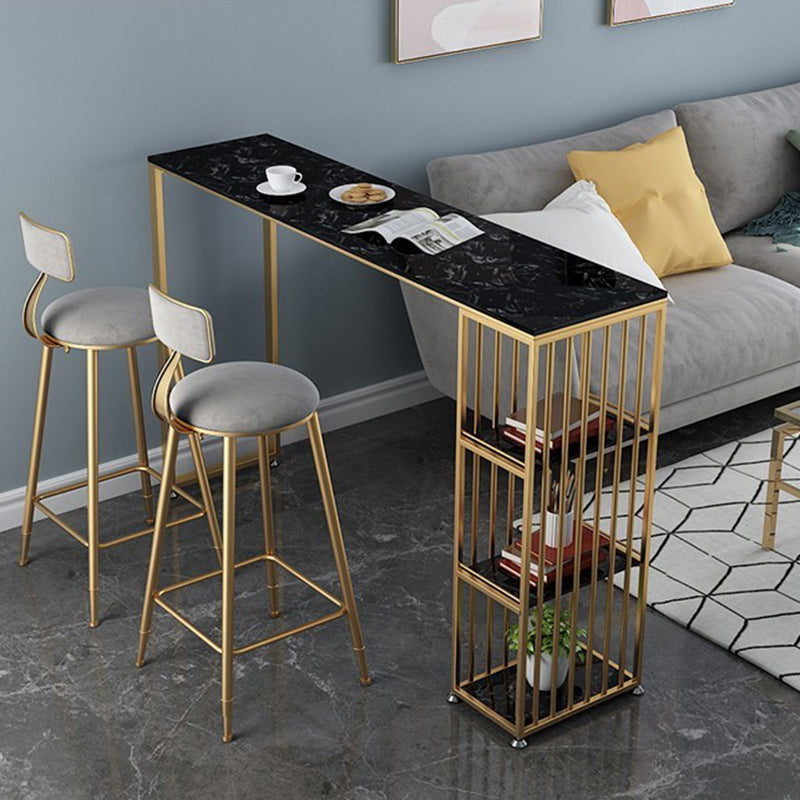 Glam Bar Table Artificial Marble Pub Table with Shelf for Living Room, Only Table Clearhalo 'Bar Furniture' 'Bar Tables' 'bar_tables' 'furn' 'furn_bar_tables' 'Furniture' 'furniture_bar_tables' 'Kitchen & Dining Furniture' 5079964