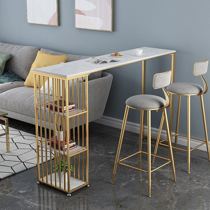 Glam Bar Table Artificial Marble Pub Table with Shelf for Living Room, Only Table Clearhalo 'Bar Furniture' 'Bar Tables' 'bar_tables' 'furn' 'furn_bar_tables' 'Furniture' 'furniture_bar_tables' 'Kitchen & Dining Furniture' 5079966