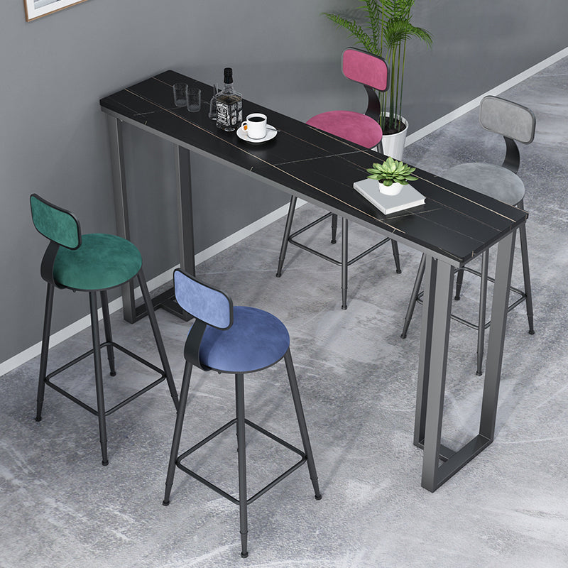 Rectangle Industrial Style Bar Table 42-inch Height Iron Pedestal Bistro Table 70.9"L x 15.7"W x 41.3"H Black Without Chairs Clearhalo 'Bar Furniture' 'Bar Tables' 'bar_tables' 'furn' 'furn_bar_tables' 'Furniture' 'furniture_bar_tables' 'Kitchen & Dining Furniture' 5079975