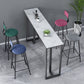 Rectangle Industrial Style Bar Table 42-inch Height Iron Pedestal Bistro Table 70.9"L x 15.7"W x 41.3"H White Without Chairs Clearhalo 'Bar Furniture' 'Bar Tables' 'bar_tables' 'furn' 'furn_bar_tables' 'Furniture' 'furniture_bar_tables' 'Kitchen & Dining Furniture' 5079976