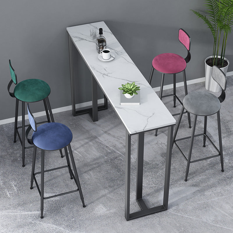 Rectangle Industrial Style Bar Table 42-inch Height Iron Pedestal Bistro Table 70.9"L x 15.7"W x 41.3"H White Without Chairs Clearhalo 'Bar Furniture' 'Bar Tables' 'bar_tables' 'furn' 'furn_bar_tables' 'Furniture' 'furniture_bar_tables' 'Kitchen & Dining Furniture' 5079976