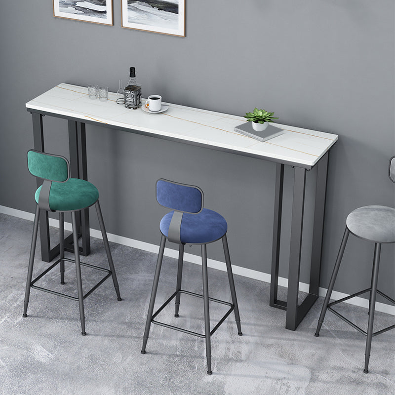 Rectangle Industrial Style Bar Table 42-inch Height Iron Pedestal Bistro Table 63"L x 15.7"W x 41.3"H White Without Chairs Clearhalo 'Bar Furniture' 'Bar Tables' 'bar_tables' 'furn' 'furn_bar_tables' 'Furniture' 'furniture_bar_tables' 'Kitchen & Dining Furniture' 5079977